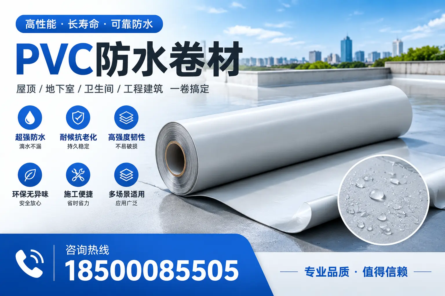 PVC防水卷材的防水效果评测,适合定安的科学依据